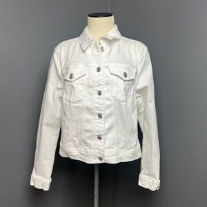 Wax Jean Denim Jacket White Jean Jacket Silver Button Front Size‎ XL